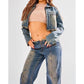 Prettylittlething - Petite Wash Raw Hem Cropped Denim Jacket