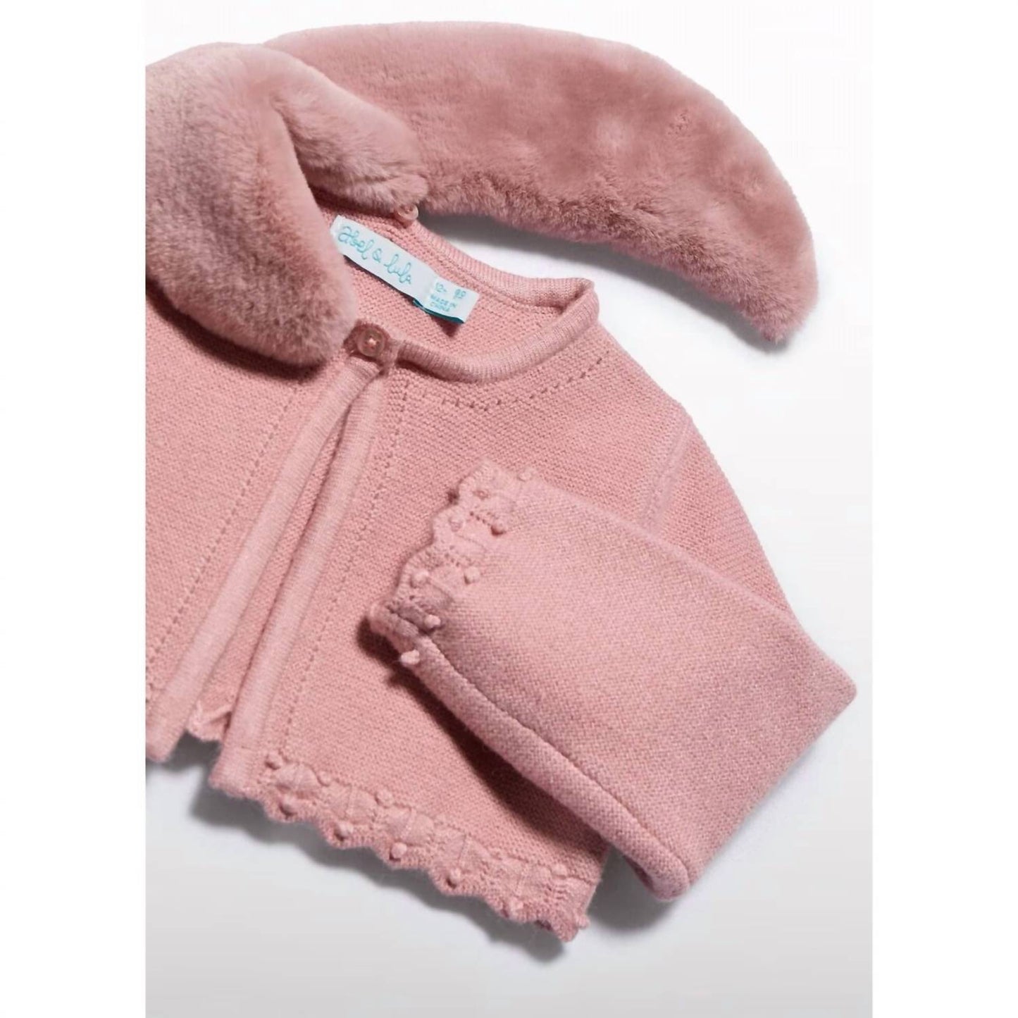 Abel & Lula - Baby Girls Faux Fur Collar Cardigan