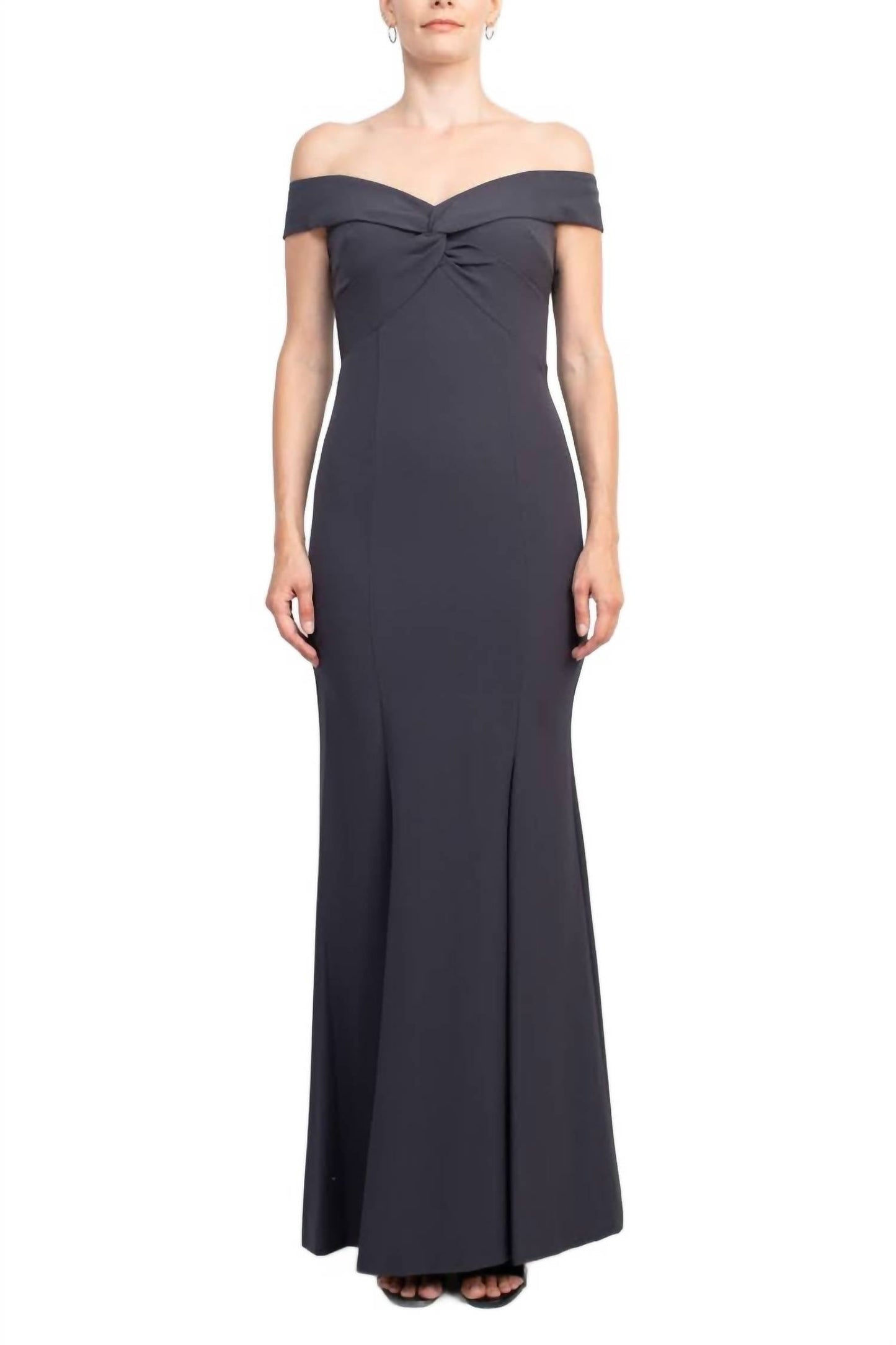 Aidan Mattox - Off-shoulder Mermaid Solid Crepe Dress