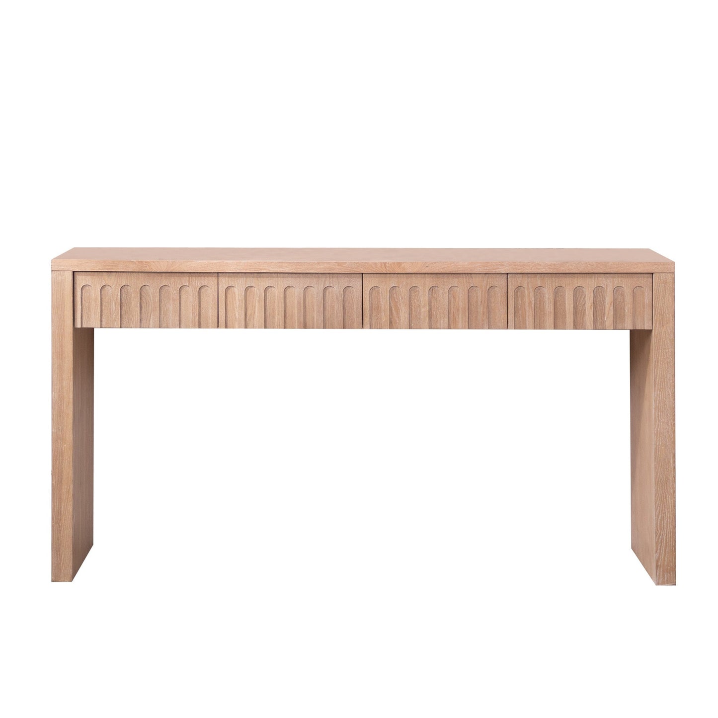 Modern Console Table with 4 Drawers – 59.2" Entryway Table in Natural Wood Finish