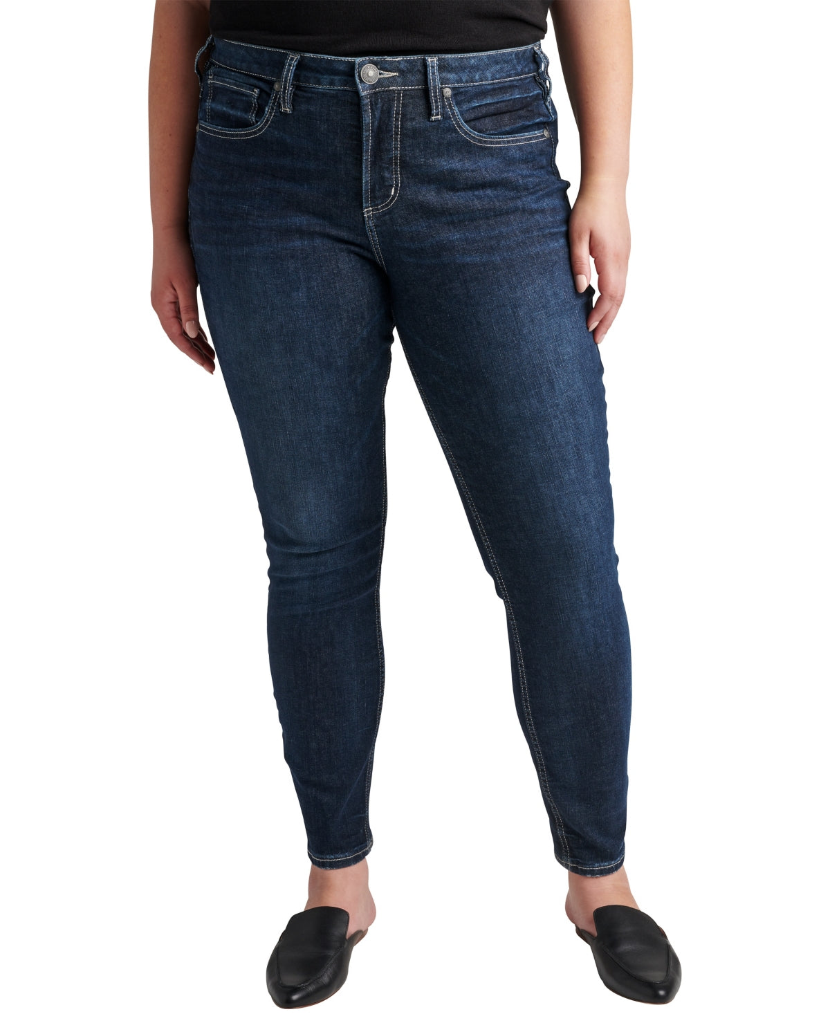 Silver Jeans Co. Women's The Curvy High Rise Skinny Jeans Blue Size 16W