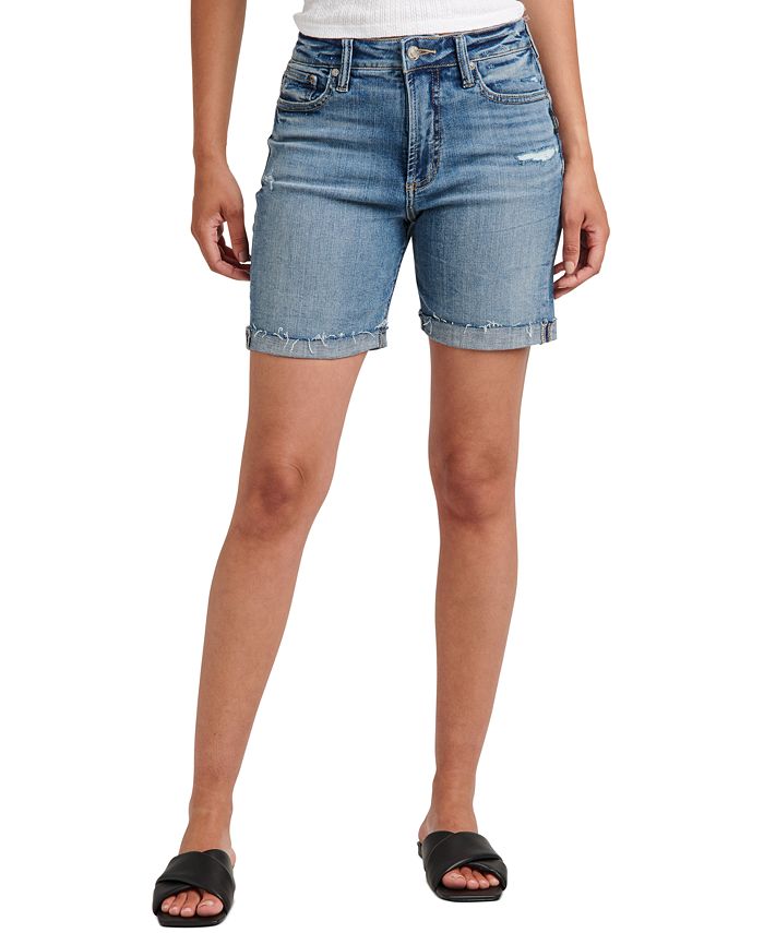 Silver Jeans Co. Women's Sure Thing Long Jean Shorts Blue Size 33