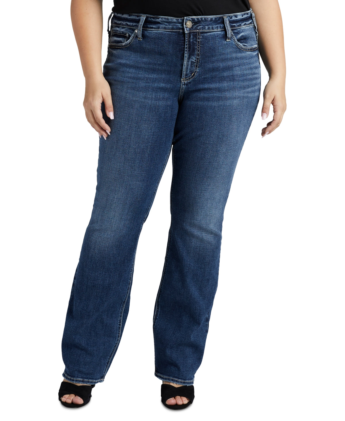 Silver Jeans Co. Women's Elyse Slim Bootcut Jeans Blue Size 16W