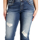 Silver Jeans Co. Women's Distressed Straight Leg Boyfriend Jeans Blue Size 20W