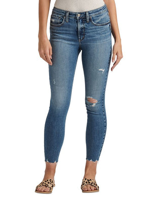 Silver Jeans Co. Women's Most Wanted Distressed High Waist Ankle Skinny Jeans Blue Size 31X27