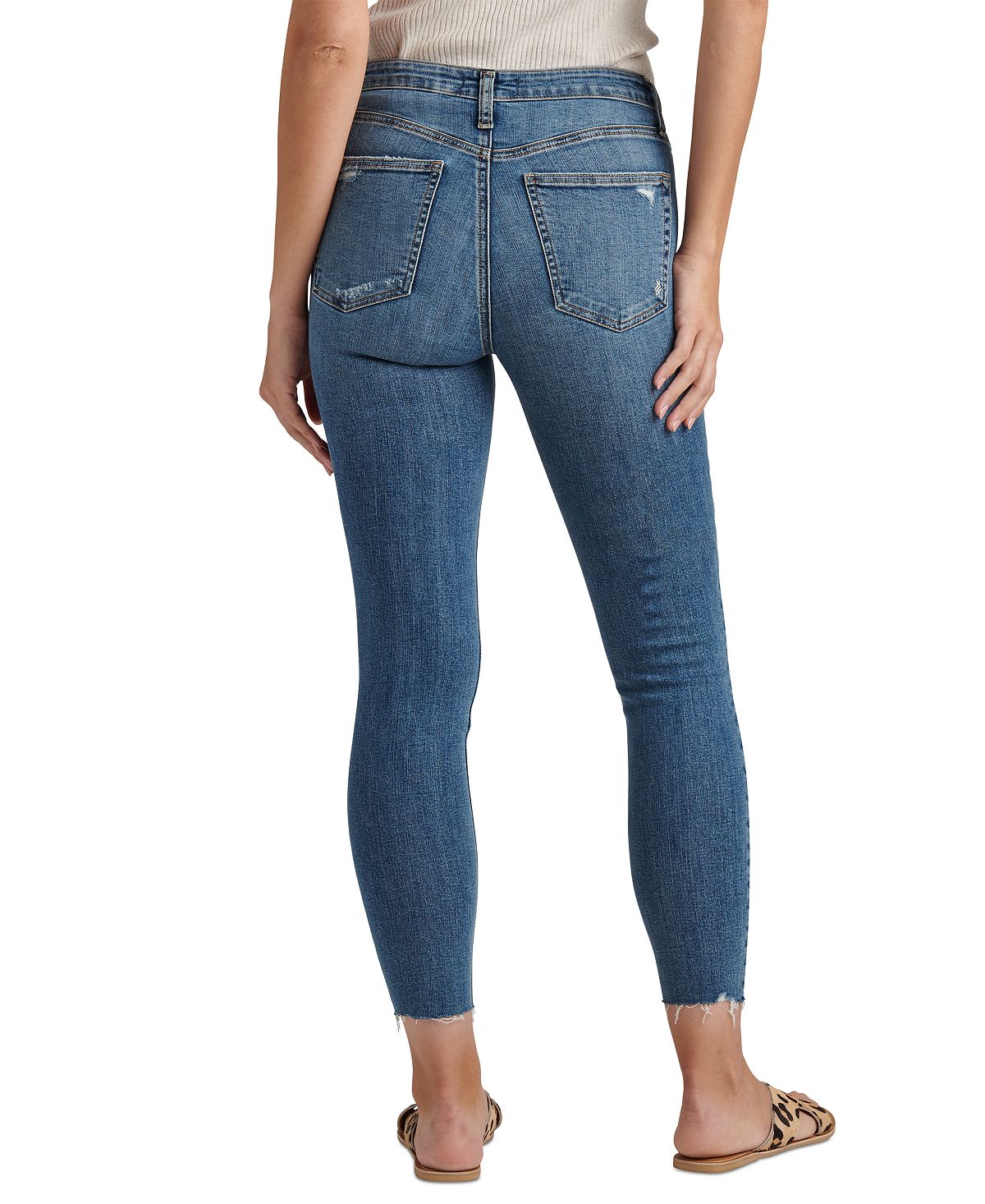 Silver Jeans Co. Women's Most Wanted Distressed High Waist Ankle Skinny Jeans Blue Size 31X27