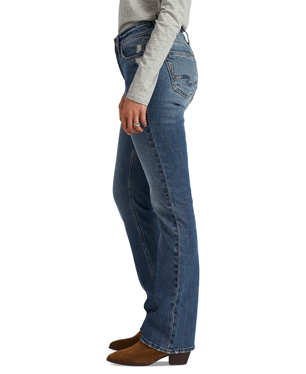 Silver Jeans Co. Women's Suki Ripped Slim Bootcut Jeans Blue Size 29X33