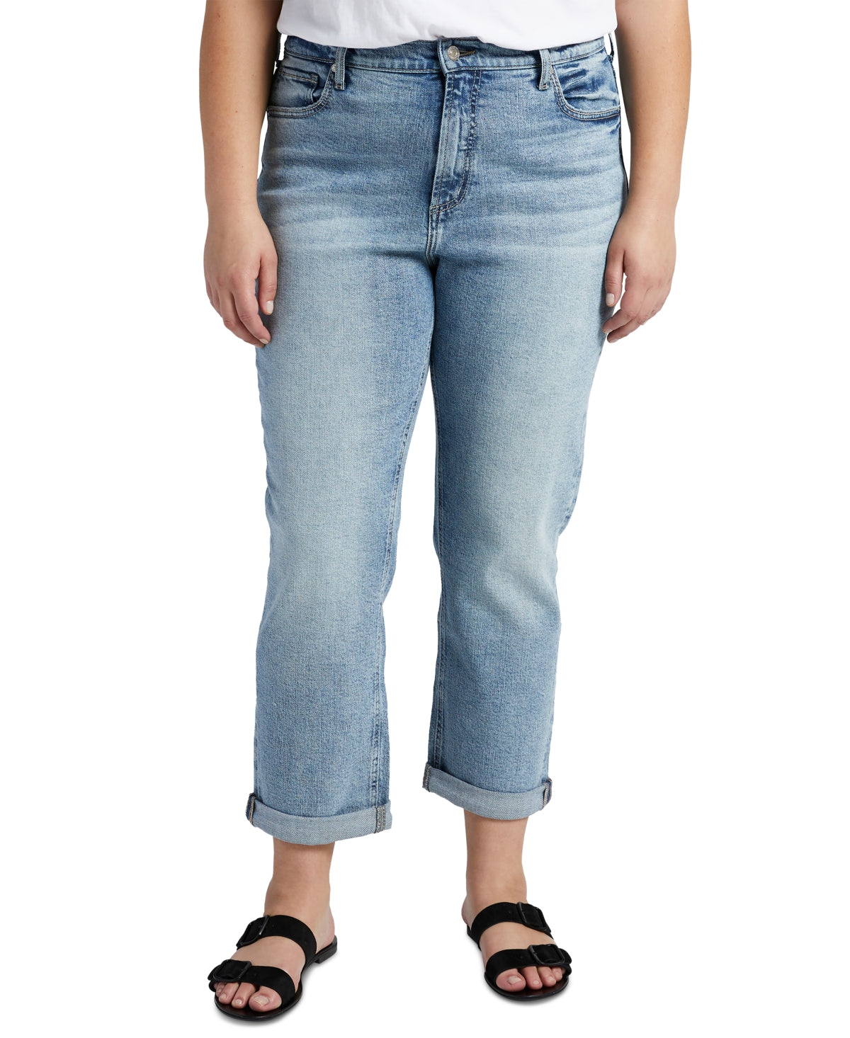 Silver Jeans Co. Women's High Waist Ankle Slim Boyfriend Jeans Blue Size 18W