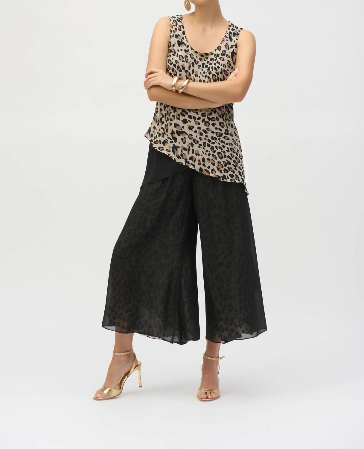 Joseph Ribkoff - Animal Print Chiffon Reversible Culotte Pants