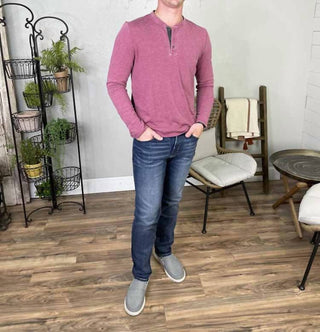 Flags & Anthem - Chantham Burnout Slub Henley Long Sleeve Shirt