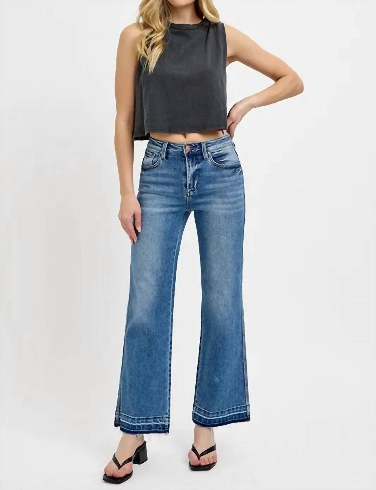 Risen - Full Size Raw Hem Ankle Bootcut Jeans Plus Size