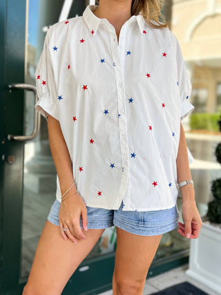 Day + Moon - Americana Star Button Top