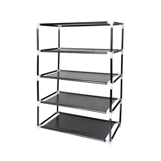 4 Tier Shoe Rack with Side Pocket Holds 24 Shoes