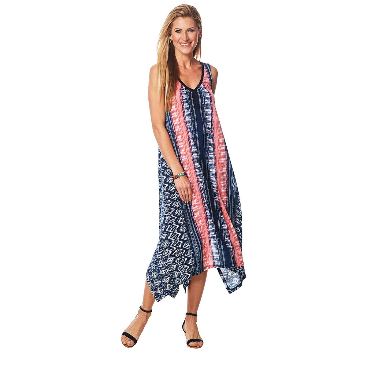 John Paul Richard Women's Printed Knit Dress Blue Size XL