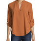 John Paul Richard Women's Gingham Print Roll Tab Blouse Orange Size Petite X-Large