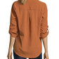 John Paul Richard Women's Gingham Print Roll Tab Blouse Orange Size Petite X-Large