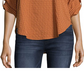 John Paul Richard Women's Gingham Print Roll Tab Blouse Orange Size Petite X-Large