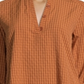 John Paul Richard Women's Gingham Print Roll Tab Blouse Orange Size Petite X-Large