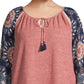 John Paul Richard Women's Printed Sleeve Peasant Top Pink Size 1X