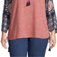 John Paul Richard Women's Printed Sleeve Peasant Top Pink Size 1X
