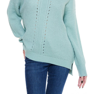 John Paul Richard Women's V Neck Cable Sweater Green Size Large