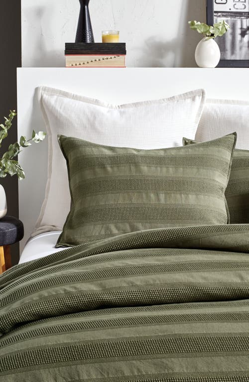 DKNY Avenue Stripe Cotton Duvet Cover & Shams Set in Olive, Size King
