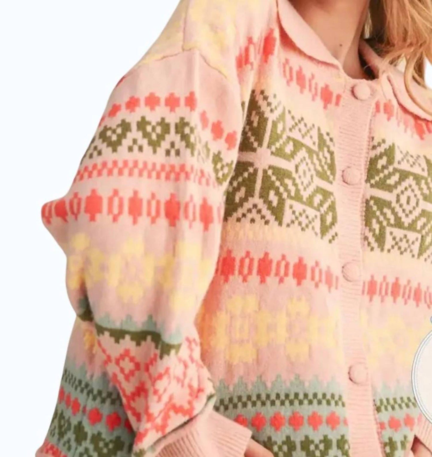 &Merci - Ribbed Collared Neckline Cardigan