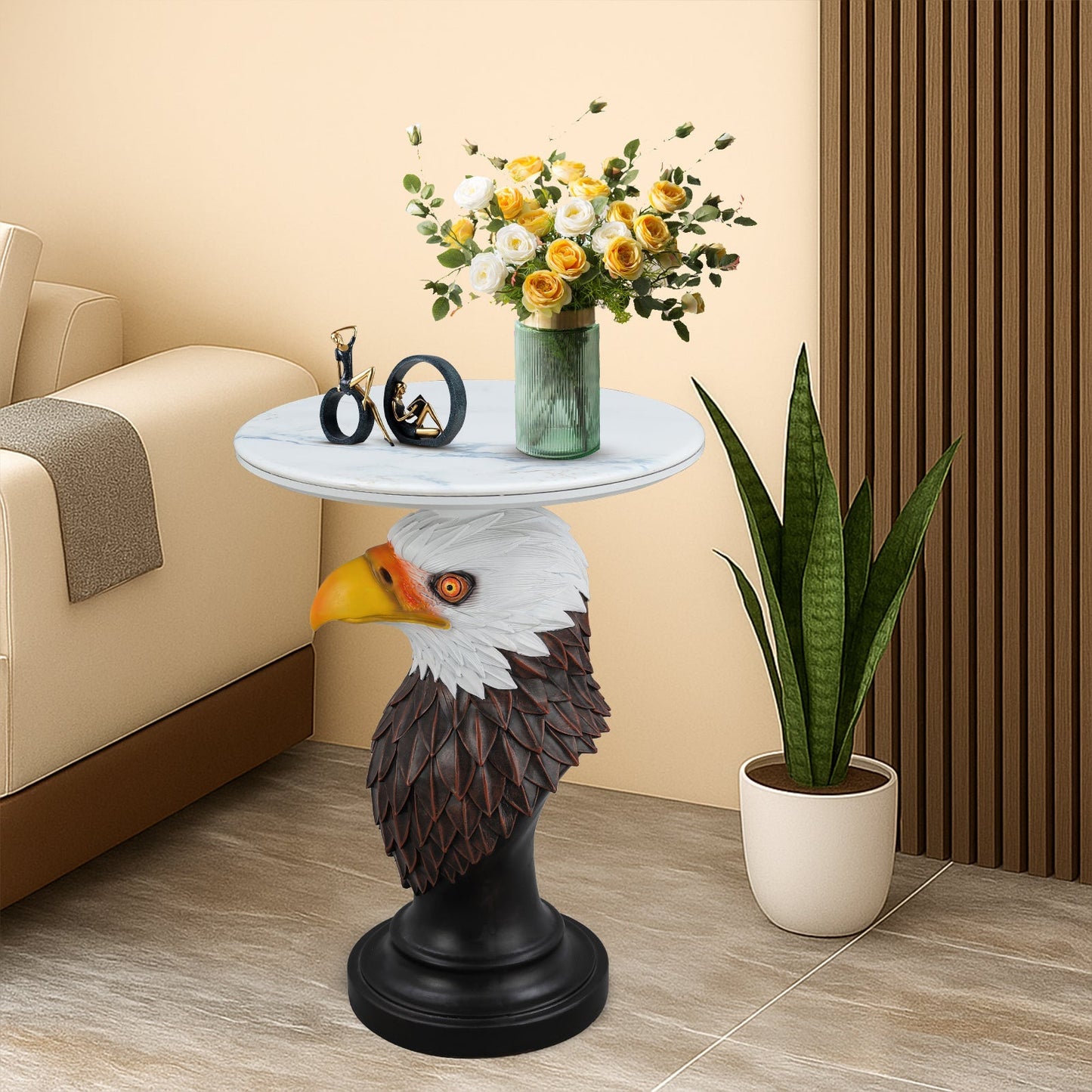 Eagle Head Accent Table Animal Statue End Table