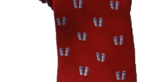 Tommy Hilfiger Men's Flip Flop All Over Silk Pattern Neck Tie Red Size Regular