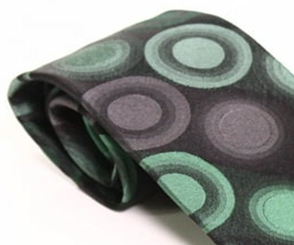 Van Heusen Men's One Geometric Circle Silk Neck Tie Black Regular