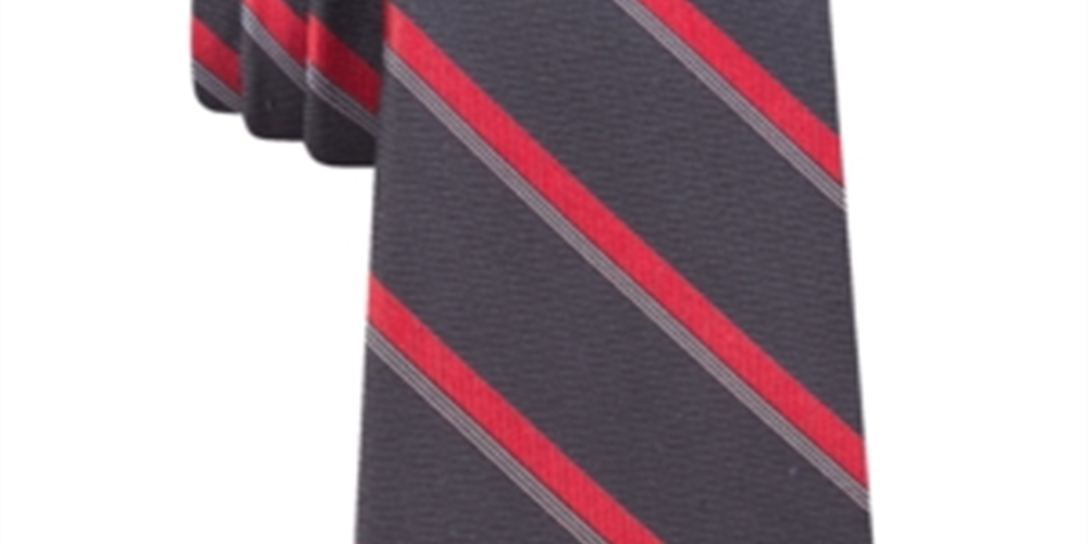 Calvin Klein Men's Molten Bar Stripes Self Tied Necktie Black Size Regular