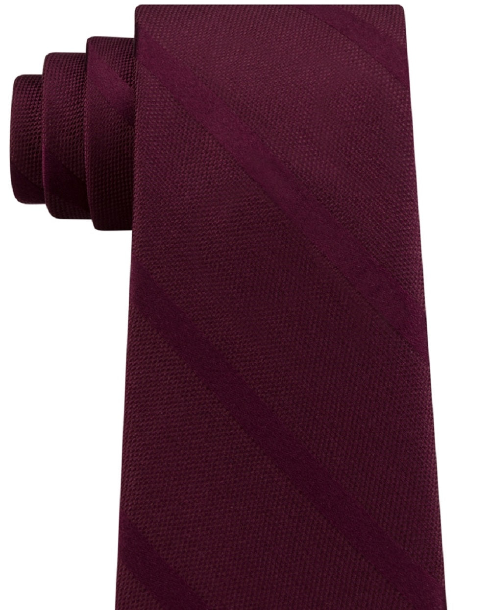 Tommy Hilfiger Men's Textured Woven Stripe Silk Tie Red Size Regular