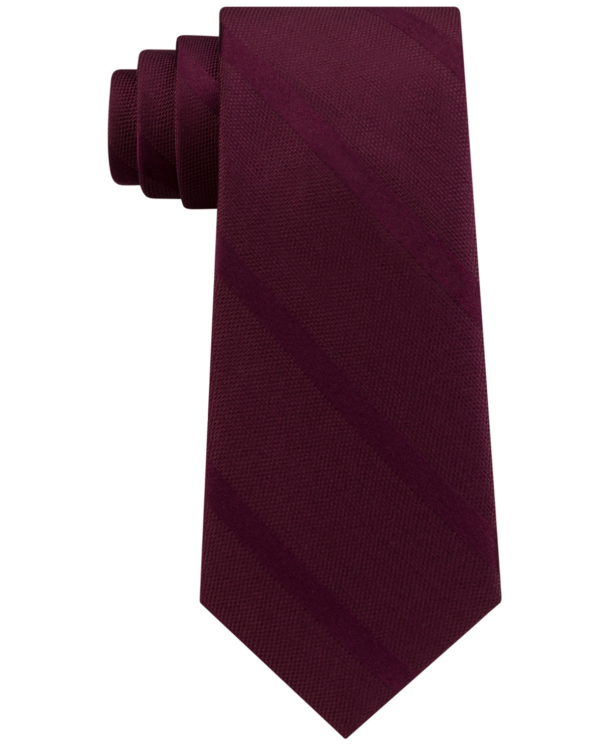 Tommy Hilfiger Men's Textured Woven Stripe Silk Tie Red Size Regular