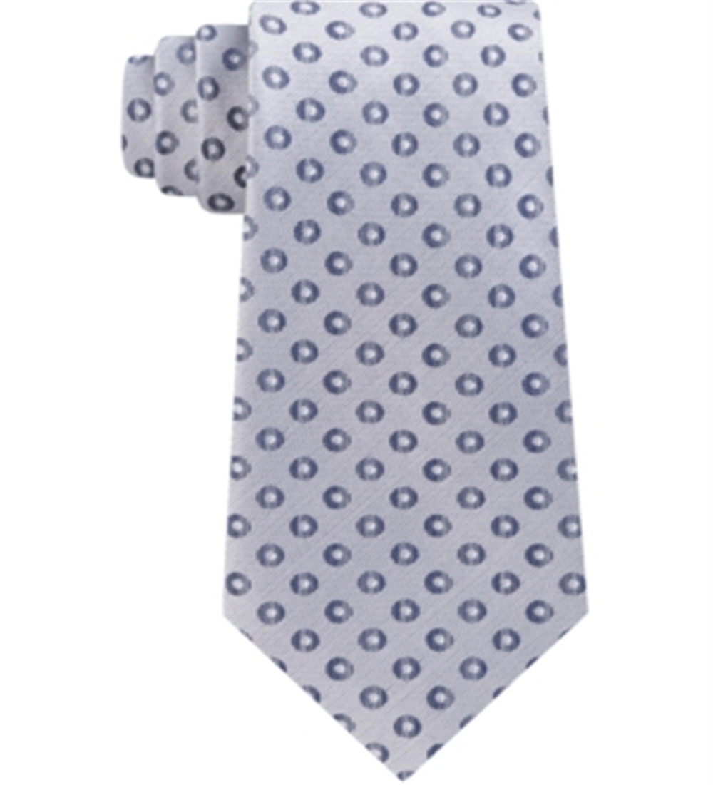 Kenneth Cole Men's Brandon Classic Dot Silk Tie Grey Size Regular