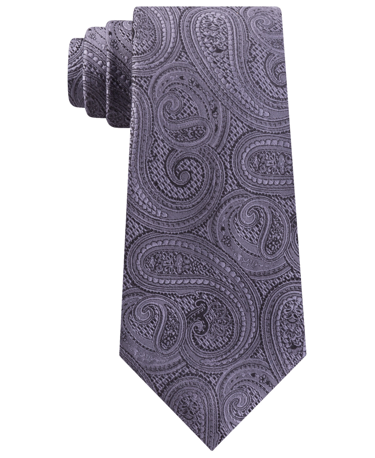 Michael Kors Men's Rich Texture Paisley Silk Tie Gray Size Regular