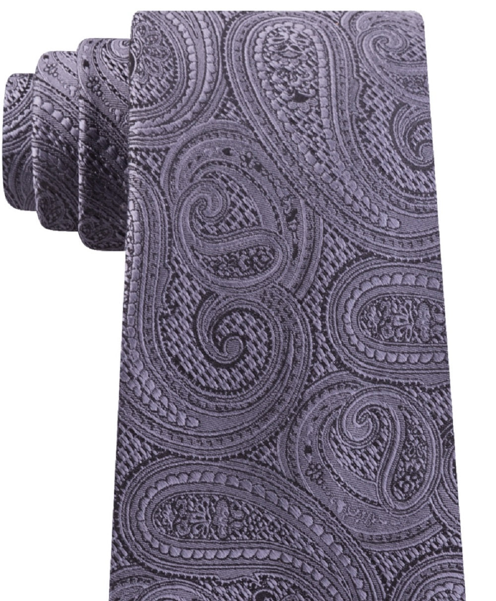 Michael Kors Men's Rich Texture Paisley Silk Tie Gray Size Regular