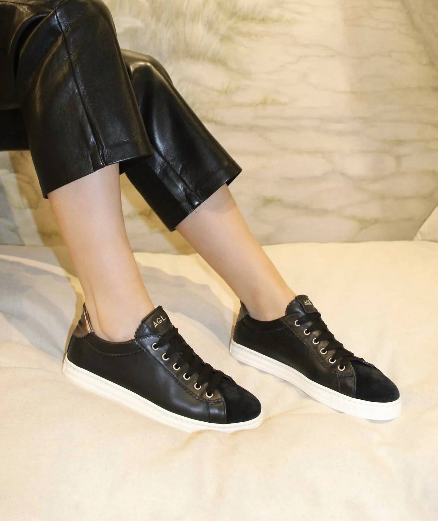 Agl - Women's Velvet And Metallic Sneaker