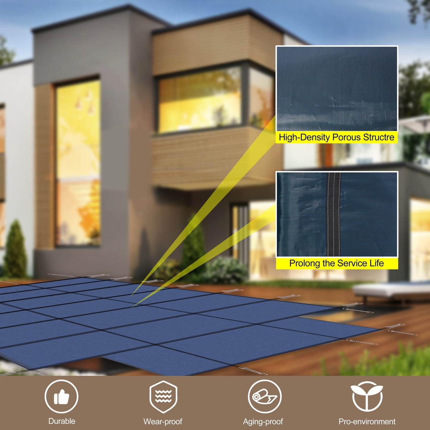 16 x 32 Ft High Strength Pool Safety Cover for Inground Pools