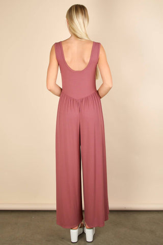 Very J - Casual Ribbed Knit Sleeveless Jumpsuit