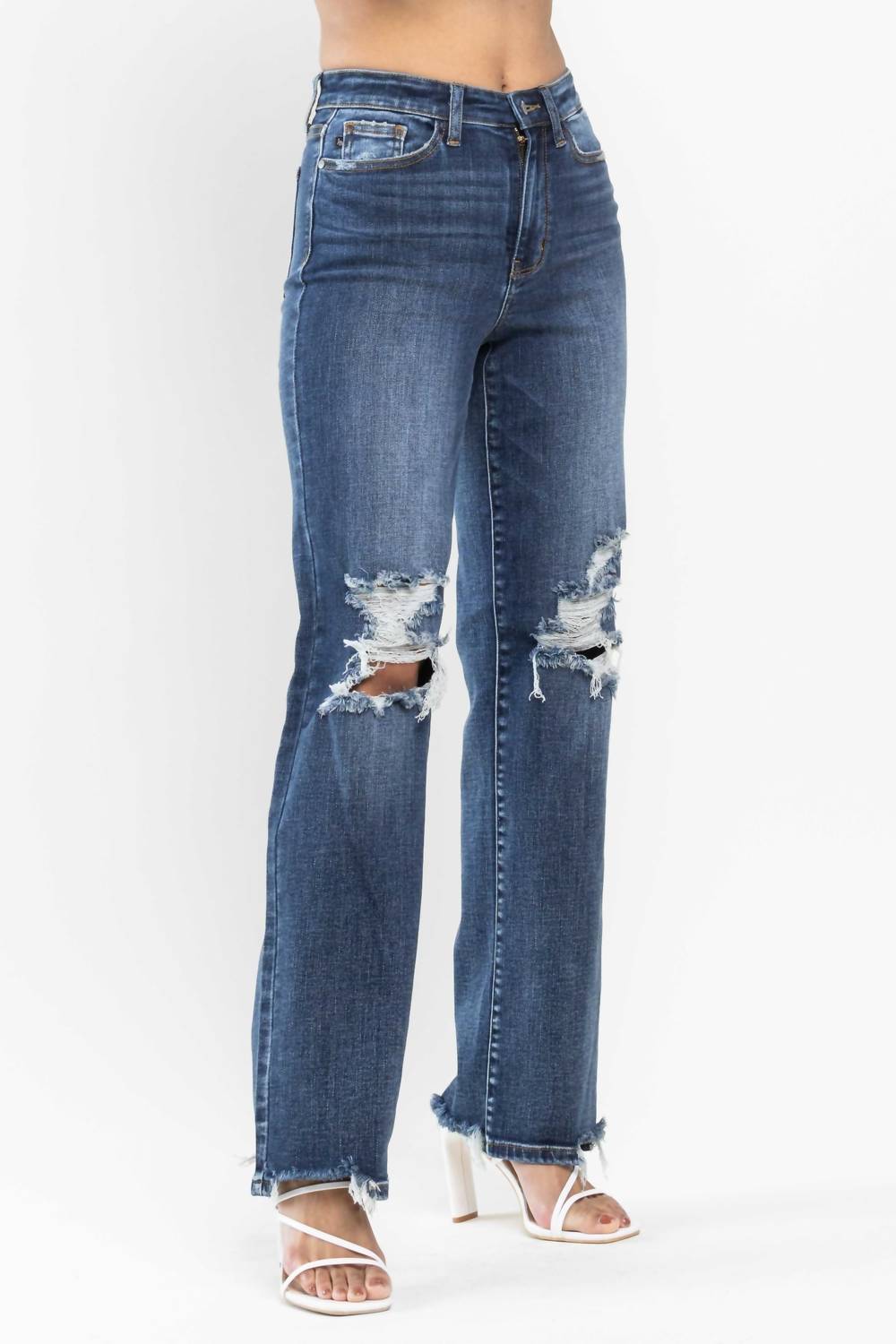 Judy Blue - High Waist 90s Knee Destroy Straight Jeans