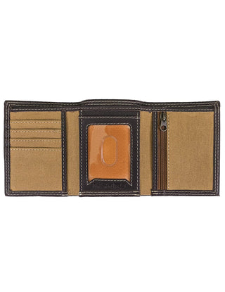 Timberland Men's Whitney Canvas Trifold Wallet Brown Size Regular