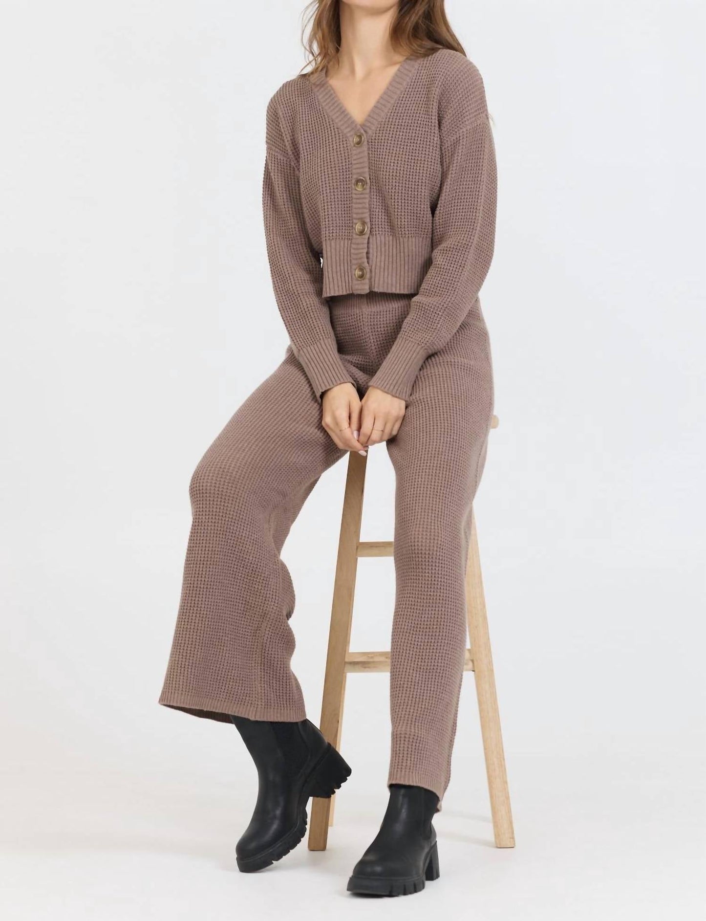 Vintage Havana - Waffle Knit Flared Pant