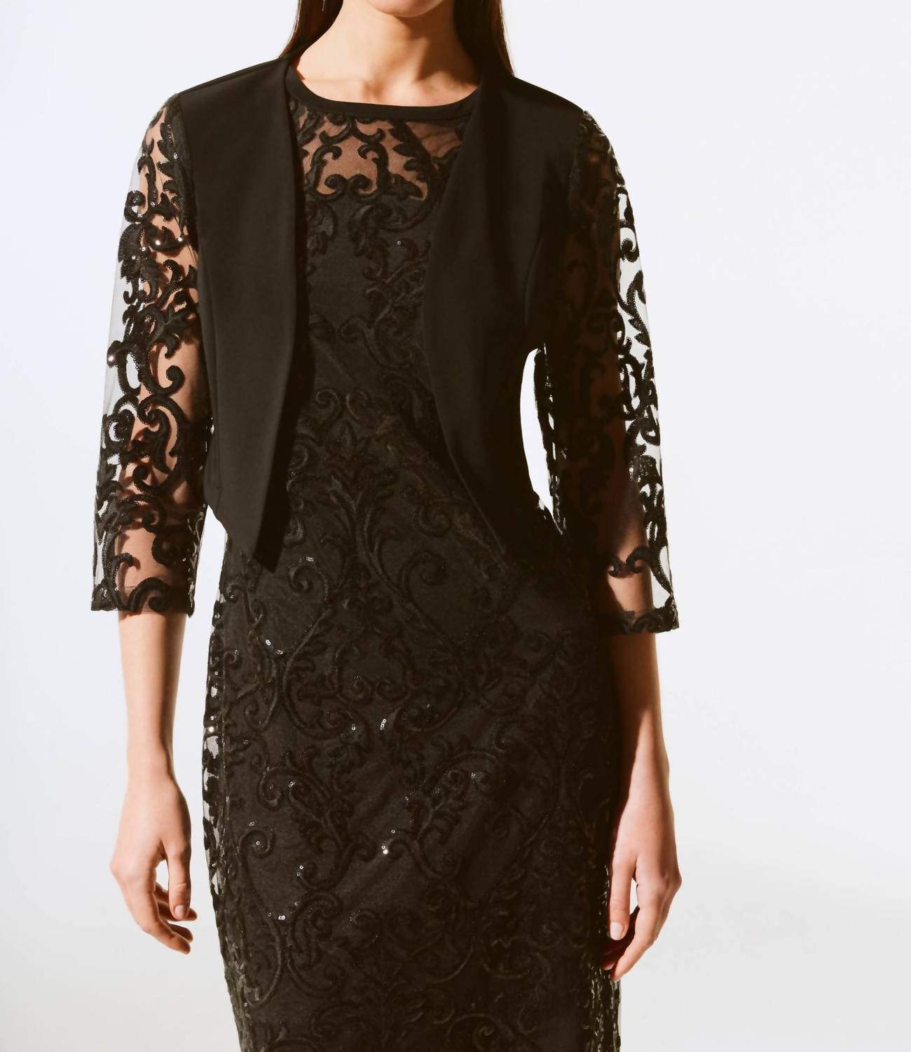Joseph Ribkoff - Sequined Lace Open Front Bolero