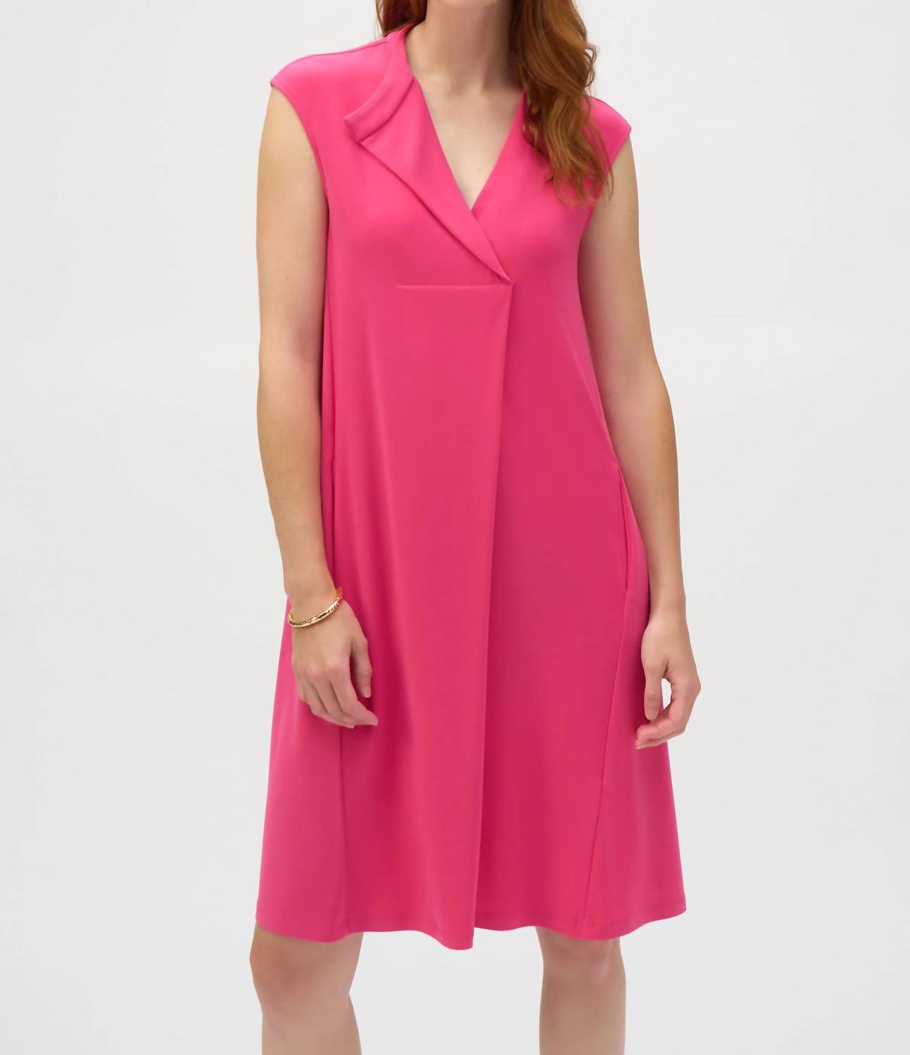 Joseph Ribkoff - V-neck Cap Sleeve Trapeze Dress