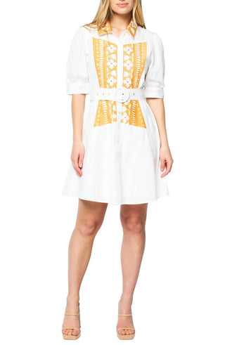 Ciebon - Embroidered Shirt Dress