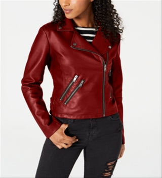 Coffeeshop Junior's Faux Leather Moto Jacket Red Size Small