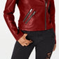 Coffeeshop Junior's Faux Leather Moto Jacket Red Size Small