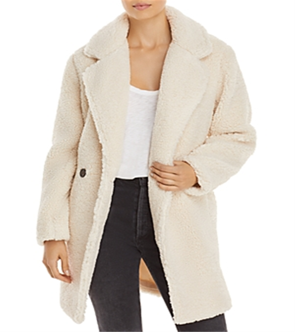Aqua Women's Faux Sherpa Fur Jacket White Size Large