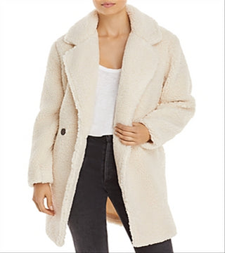 Aqua Women's Faux Sherpa Fur Jacket White Size Large