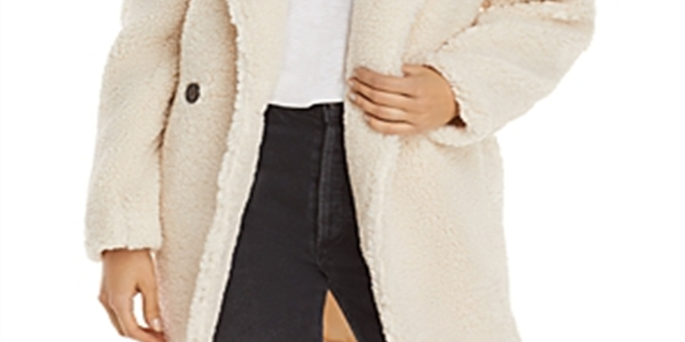 Aqua Women's Faux Sherpa Fur Jacket White Size Large